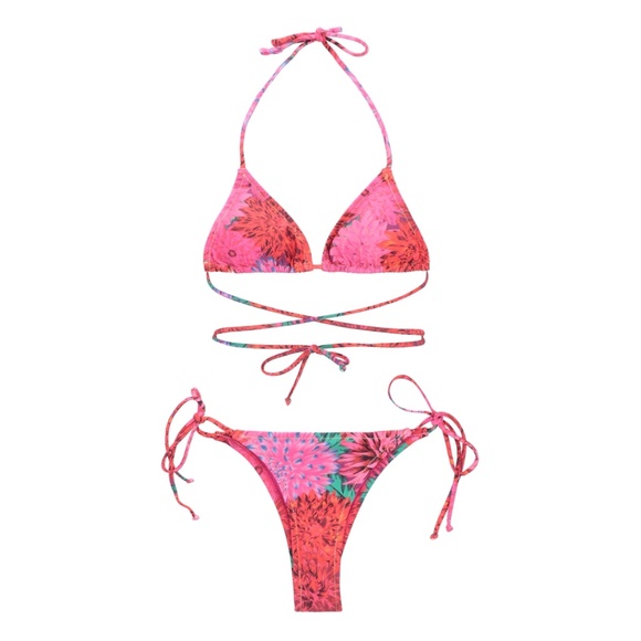 Reina Olga Pink Floral Miami Bikini Size 2 NWOT - Picture 1 of 4